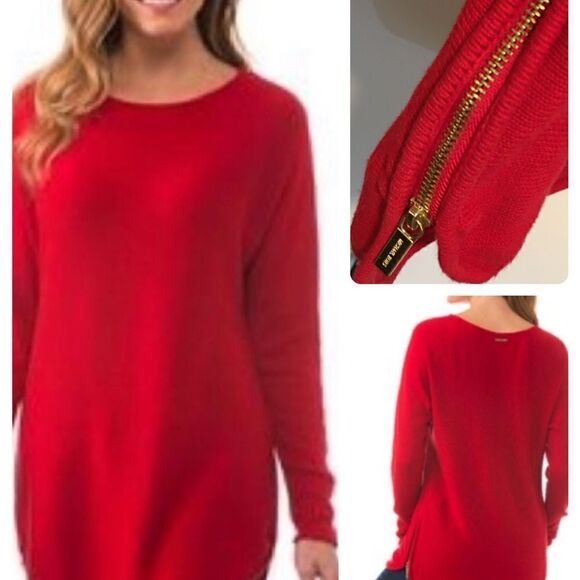 Michael Kors Lite heavy weighted round bottom sweater with Gold Zippers - Picture 1 of 7